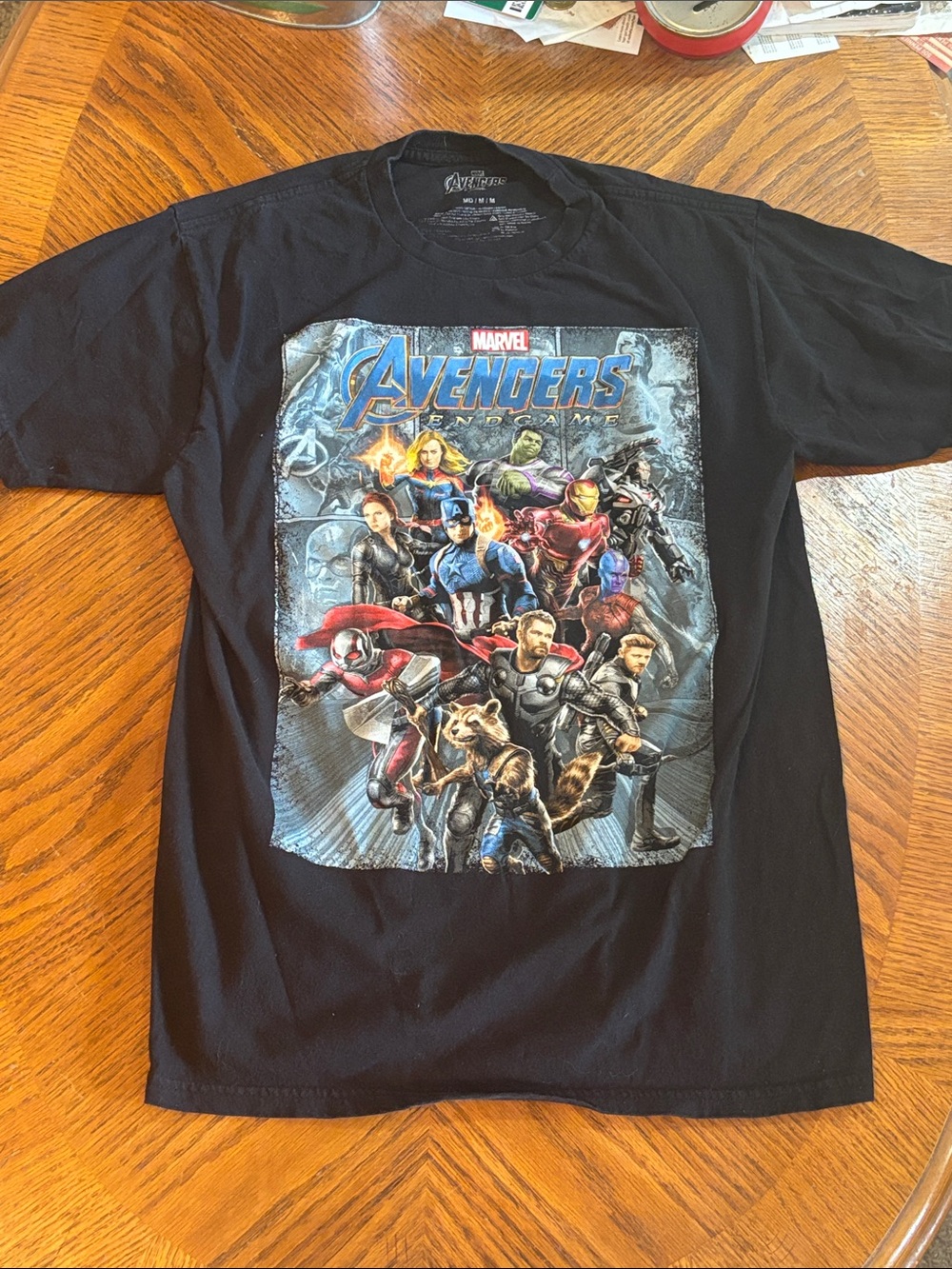 Marvel Avengers Endgame Black Graphic Tee with Full-Color Hero Print
